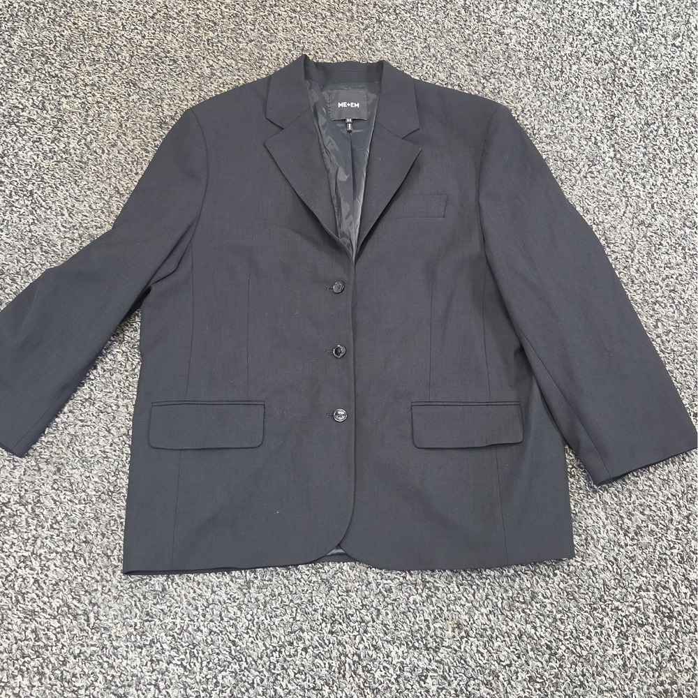 ME+EM Navy Black Blazer Oversized Soft Structure Tailoring Jacket US 14 UK 18